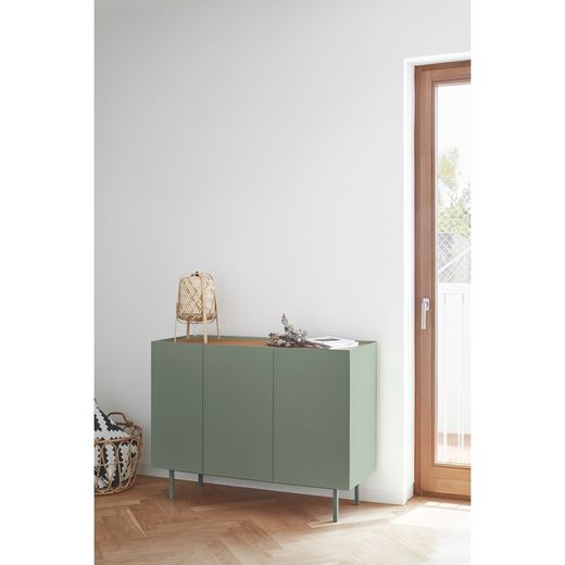 Buffet en bois vert clair et chêne, 110 x 40 x 85 cm | Bord