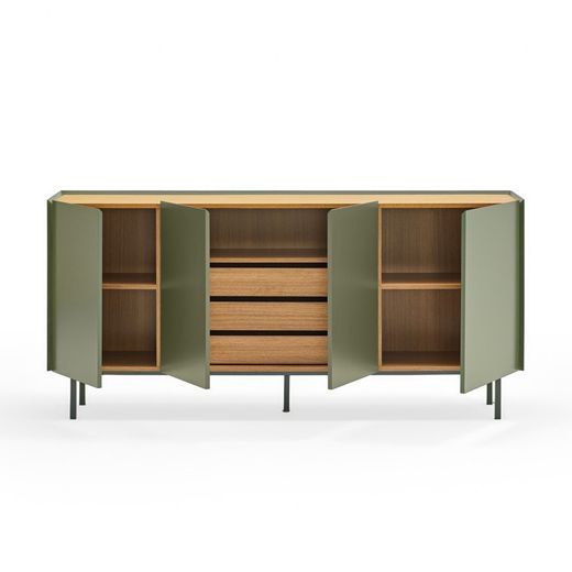 Light green and oak-colored wooden sideboard, 165 x 40 x 78 cm | Arista