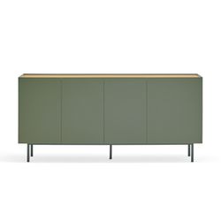 Light green and oak-colored wooden sideboard, 165 x 40 x 78 cm | Arista
