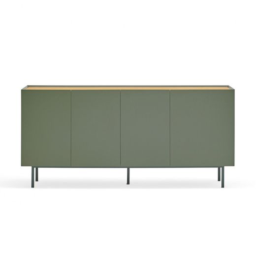 Light green and oak-colored wooden sideboard, 165 x 40 x 78 cm | Arista