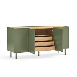 Light green and oak-colored wooden sideboard, 165 x 40 x 78 cm | Arista