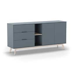 Houten dressoir in groen en naturel, 165 x 40 x 81 cm | Pisco