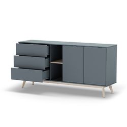 Houten dressoir in groen en naturel, 165 x 40 x 81 cm | Pisco