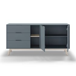 Houten dressoir in groen en naturel, 165 x 40 x 81 cm | Pisco
