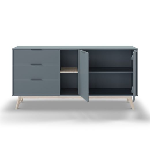 Houten dressoir in groen en naturel, 165 x 40 x 81 cm | Pisco