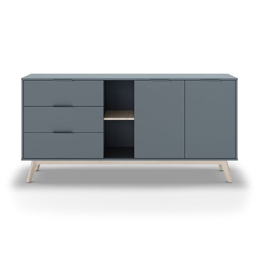 Houten dressoir in groen en naturel, 165 x 40 x 81 cm | Pisco