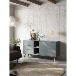 Houten dressoir in groen en naturel, 165 x 40 x 81 cm | Pisco