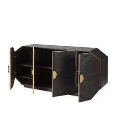 Kredens z drewna i metalu w kolorze ciemnobrązowym, 180x45x85 cm