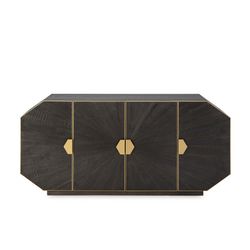 Kredens z drewna i metalu w kolorze ciemnobrązowym, 180x45x85 cm