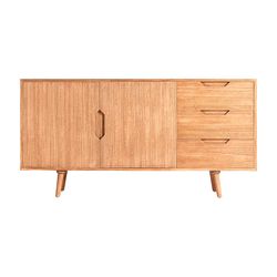 Credenza in legno di mindi naturale, 160 x 38 x 81 cm | muschio