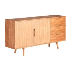 Credenza in legno di mindi naturale, 160 x 38 x 81 cm | muschio