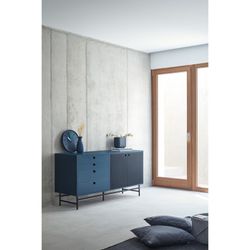 Dark blue and black wood and metal sideboard, 150 x 47 x 77 cm | Punto