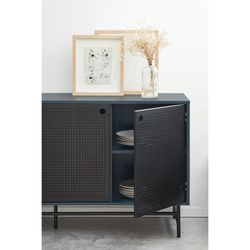 Dark blue and black wood and metal sideboard, 150 x 47 x 77 cm | Punto