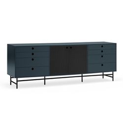 Dark blue and black wood and metal sideboard, 212 x 47 x 77 cm | Punto