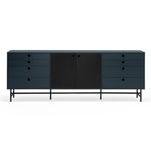 Dark blue and black wood and metal sideboard, 212 x 47 x 77 cm | Punto