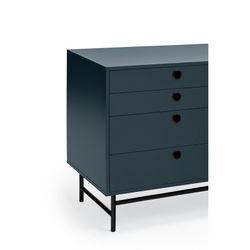 Dark blue and black wood and metal sideboard, 212 x 47 x 77 cm | Punto