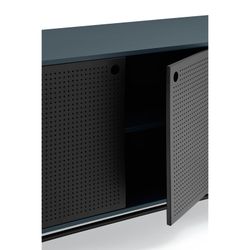 Dark blue and black wood and metal sideboard, 212 x 47 x 77 cm | Punto