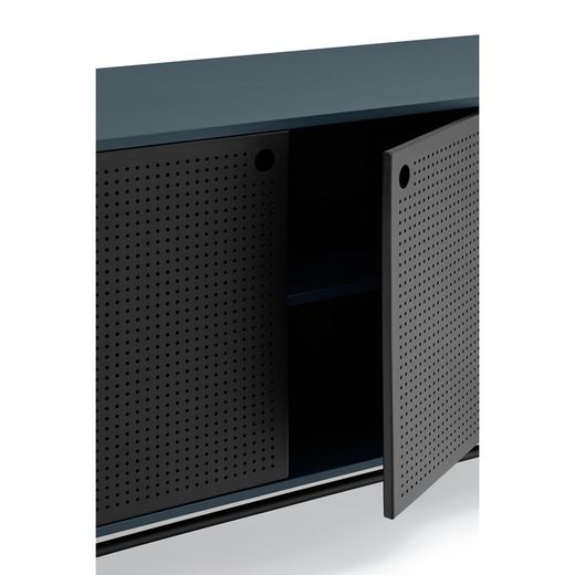 Dark blue and black wood and metal sideboard, 212 x 47 x 77 cm | Punto