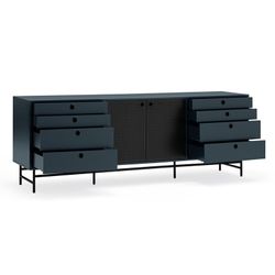 Dark blue and black wood and metal sideboard, 212 x 47 x 77 cm | Punto