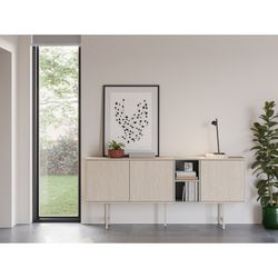 Beige and green wood and metal sideboard, 180 x 40 x 80 cm | Thea