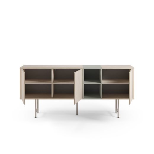 Beige and green wood and metal sideboard, 180 x 40 x 80 cm | Thea