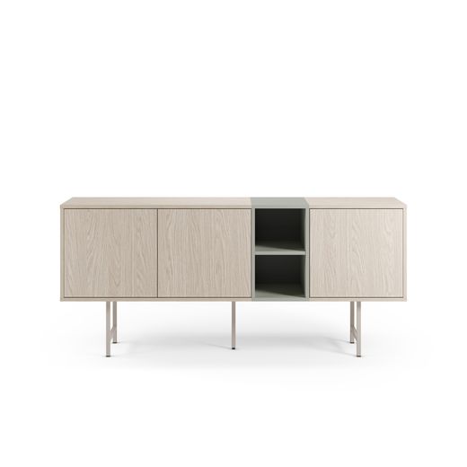 Beige and green wood and metal sideboard, 180 x 40 x 80 cm | Thea