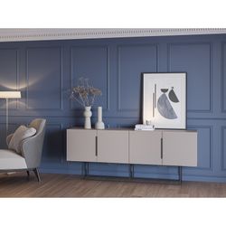 Buffet en bois et métal moka et noir, 200 x 40 x 79,7 cm | Titan