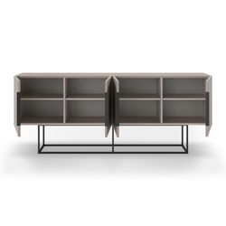 Buffet en bois et métal moka et noir, 200 x 40 x 79,7 cm | Titan
