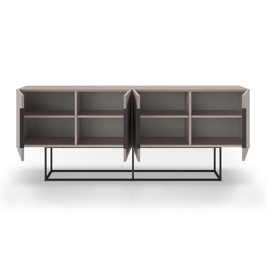 Buffet en bois et métal moka et noir, 200 x 40 x 79,7 cm | Titan