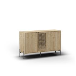 Dressoir van hout en metaal in eikenkleur, 125,6 x 40 x 80,5 cm | Inca