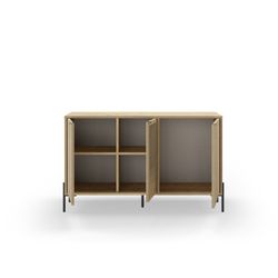 Dressoir van hout en metaal in eikenkleur, 125,6 x 40 x 80,5 cm | Inca
