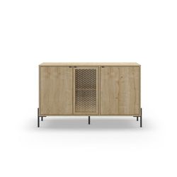 Dressoir van hout en metaal in eikenkleur, 125,6 x 40 x 80,5 cm | Inca