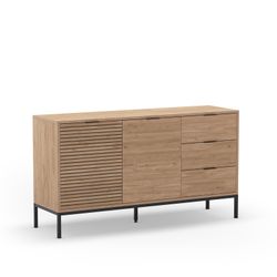 Dressoir van hout en metaal in eikenkleur, 140 x 40 x 80 cm | Ariel