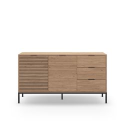 Dressoir van hout en metaal in eikenkleur, 140 x 40 x 80 cm | Ariel