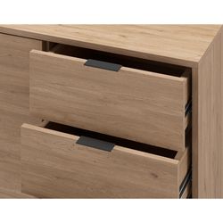 Dressoir van hout en metaal in eikenkleur, 140 x 40 x 80 cm | Ariel