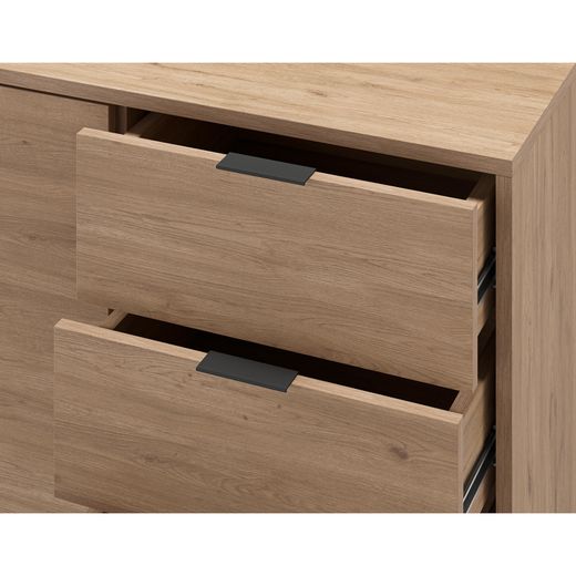 Dressoir van hout en metaal in eikenkleur, 140 x 40 x 80 cm | Ariel