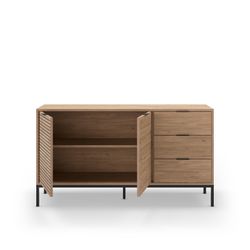 Dressoir van hout en metaal in eikenkleur, 140 x 40 x 80 cm | Ariel