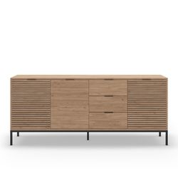 Dressoir van hout en metaal in eikenkleur, 180 x 40 x 80 cm | Ariel