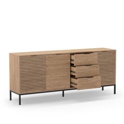 Dressoir van hout en metaal in eikenkleur, 180 x 40 x 80 cm | Ariel