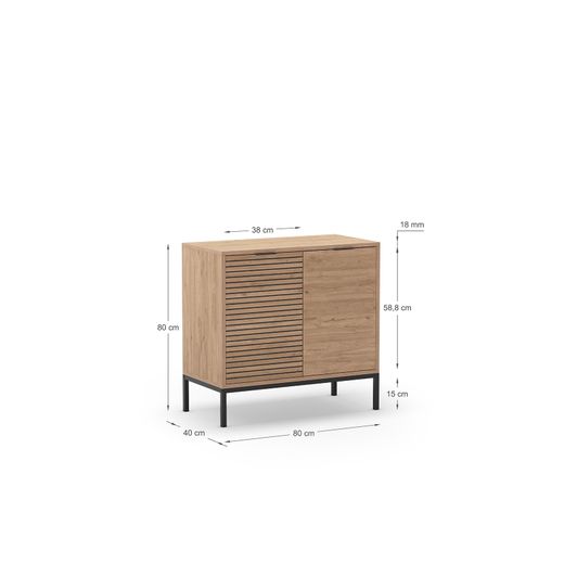 Sideboard aus Holz und Metall in Eichenoptik, 80 x 40 x 80 cm | Ariel