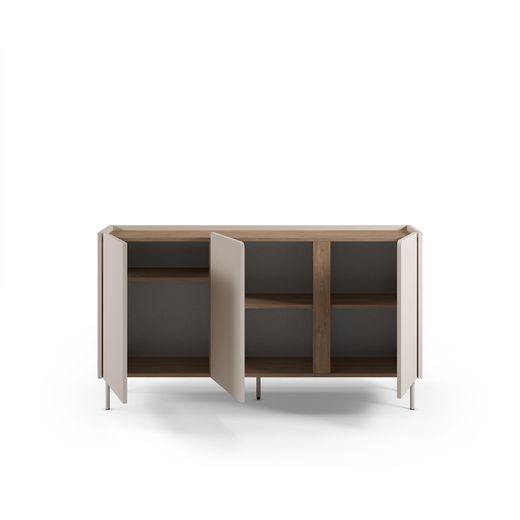 Drewniano-metalowa komoda w kolorze dębowym i kremowym, 150 x 40,5 x 82,5 cm | Lucile