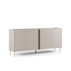 Wooden and metal sideboard in oak and cream, 180 x 40.5 x 82.5 cm | Lucile