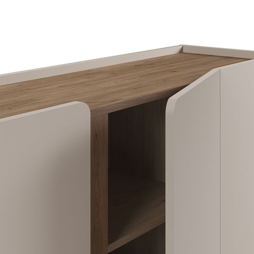 Wooden and metal sideboard in oak and cream, 180 x 40.5 x 82.5 cm | Lucile