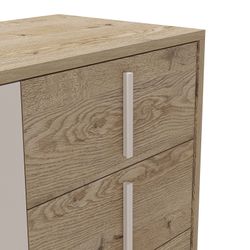 Drewniano-metalowa komoda w kolorze dębowym i szarym, 140 x 40 x 80 cm | Millay