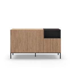 Wooden and metal sideboard in oak and black, 140 x 40 x 80 cm | Cailin