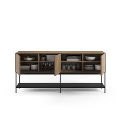 Buffet en bois et métal chêne et noir, 180 x 40 x 80 cm | Amira