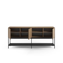 Buffet en bois et métal chêne et noir, 180 x 40 x 80 cm | Amira