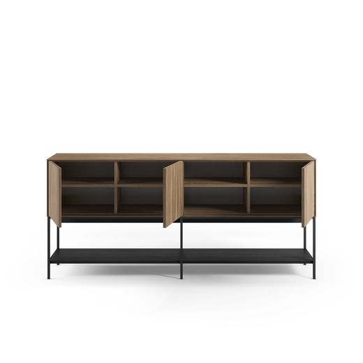 Buffet en bois et métal chêne et noir, 180 x 40 x 80 cm | Amira