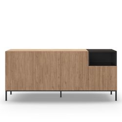 Drewniano-metalowa komoda w kolorze dębowym i czarnym, 180 x 40 x 80 cm | Cailin