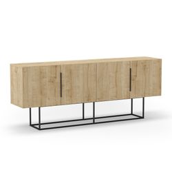 Buffet en bois et métal en chêne et noir, 200 x 40 x 79,7 cm | Titan
